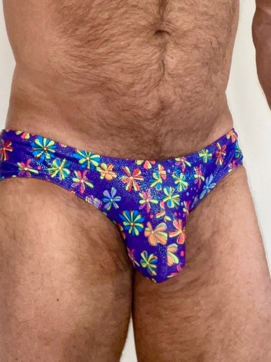 Wet Aardvark Other - Floral Men's Swim Briefs - Purple, Iridescent, sparkly, small